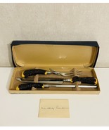 Antique Royal Brand Cutlery Company 3 piece Faux Stag Horn Carving Set W... - £35.13 GBP