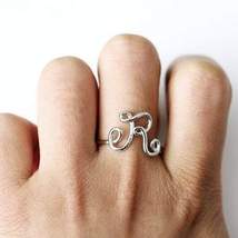 Custom Initial ring sterling silver letter ring/gold fill initial ring/stack rin - £5.14 GBP