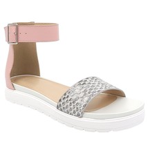 LOGO by Lori Goldstein Women Ankle Strap Sandals Olivia Size US 6.5M Pink Grey - £16.58 GBP