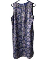 Style And Co Dress Petite M Sleeveless Sheath Semi Sheer Lined  Blue Flo... - £10.46 GBP