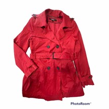 DKNY red nylon blend coat trench coat Women size L - £61.72 GBP