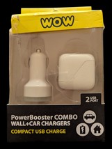 WOW PowerBooster Combo Wall + Car Chargers Compact USB Charge 2 USB Port... - $70.45 MXN