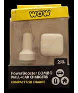 WOW PowerBooster Combo Wall + Car Chargers Compact USB Charge 2 USB Port... - $70.45 MXN