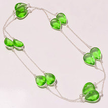 Green Amethyst Faceted Handmade Gemstone Fashion Necklace Jewelry 36&quot; SA 5189 - £4.78 GBP
