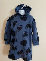 GIRL&#39;S OLD NAVY DRESS HOODIE LONG SLEEVE, OLOR BLUE WITH ALLOVER HEARTS ... - $21.51