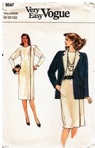 Misses&#39; JACKET &amp; DRESS Vintage 1980&#39;s Vogue Pattern 8547 Sizes 8-10-12  UNCUT - $14.00