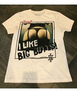 White Cotton Blend Lucky 7 &quot;I Like Big Butts!&quot; Graphic T-shirt Size Small - £9.97 GBP
