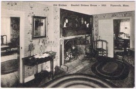 Postcard Old Kitchen Kendall Holmes House 1653 Plymouth Massachusetts - £3.87 GBP