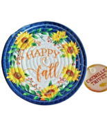 Thanksgiving Trivet Hot Pad Happy Fall Braided 9&quot; Round Sunflowers Harvest - $17.61