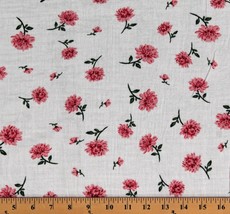 Two-Layer Softee Double Gauze Pink Floral on White Fabric by the Yard D161.18 - £7.18 GBP