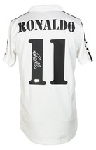 Ronaldo Autografato Bianco Real Madrid Calcio Maglia Bas - £386.91 GBP