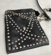 Yoki Faux Leather Black Studded Ladies Shoulder Bag Chain Purse 8&quot; - £13.33 GBP