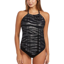 Miraclesuit Magicsuit Shine On Nicole Black Silver Tankini Top Size 8 - £55.15 GBP