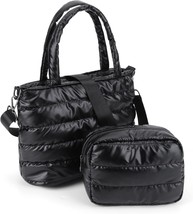 Puffer Tote Bag for Women Quilted Puffy Handbag Lightweight Winter Down Cotton P - £43.00 GBP