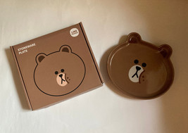 HK LINE Friends BROWN Bear 19cmx16cm Official Licensed Stoneware Plate D... - $38.00
