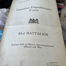 Canadian Expeditionary Force 43rd  Battalion Nominal Roll Officers Non-C... - £74.47 GBP