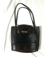 BRIGHTON Black and Brown Faux Croc Leather Shoulder Bucket Bag - £23.45 GBP