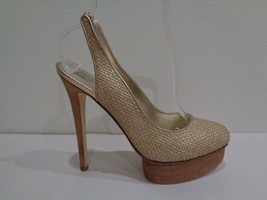 Pelle Moda Size 10 HELSA Beige Canvas Platform Slingback Heels New Womens Shoes - £93.95 GBP