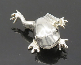 925 Sterling Silver - Vintage Black Onyx Eyes Shiny Frog Brooch Pin - BP7162 - £52.82 GBP