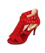 Women&#39;s Fringe High Heels Stiletto Open Toe Sandals Cross Strap Dress Of... - £23.34 GBP