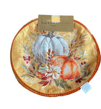 Nicole Miller Fall Floral Pumpkin Fall Placemats Set Of 4 Colorful Round - £24.10 GBP