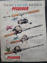 Vintage 1961 PFLUEGER New 4 Star Reels Fishing With Matching Rods Print Ad - $8.59