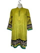 khaadi pakistan green geometric midi long sleeve Boho Woven kurta Dress Size 6 - $29.69