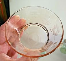 2 PINK DEPRESSION GLASS BERRY BOWLS ETCHED FLOWERS, VINES & LEAVES VINTAGE image 4