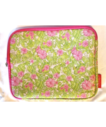 Lilly Pulitzer Zipper Tablet Case Lime Green Bright Hot Pink Flowers 10 ... - $14.99