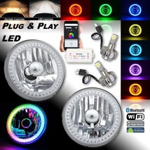 5-3/4&quot; RGB SMD Color-Chasing Halo Angel Eye Headlight 18/24W LED Lamp Bulb PAIR - £177.90 GBP