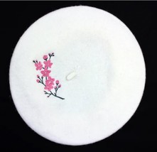 Embroidered Chery Blossom Ivory Beret - £22.38 GBP