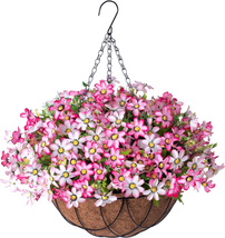 Artificial Hanging Flower with Basket for Home Courtyard, Artificial Silk Chrysa - £41.56 GBP