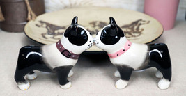 Ebros Dog Boston Terrier Salt &amp; Pepper Shakers Ceramic Magnetic Figurine... - £13.31 GBP