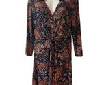 Tommy Hilfiger Tie Front Knit Dress Womens Dark Paisley Size 10 - $30.19