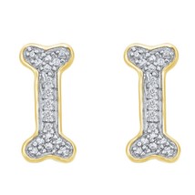 0.10CT Round Cut LC Moissanite Dog Bone Stud Earrings 14k Yellow Gold Plated - £56.51 GBP
