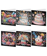 6 Unique Happy Birthday Cake Greeting Card Diamond Jewel Art COMPLETED - €21,04 EUR