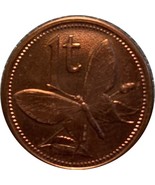 2004 Papua New Guinea 1 Toea  One Cent coin. Butterfly. Paradise Bird. - £2.92 GBP