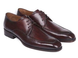 Paul Parkman Mens Shoes Derby Brown Bordeaux Leather Apron Handmade 33BRD92 - $384.99