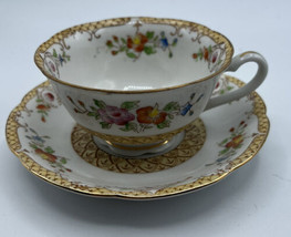 Teacup and Saucer Merit Occupied Japan Hand Painted Slightly Scallop Edges - £15.62 GBP