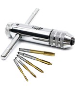 Qisf Adjustable Silver T-Handle Ratchet Tap Holder Wrench With 5Pcs, Sha... - $52.89 CAD