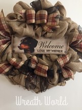 NEW HANDMADE DACHSHUND DOG WELCOME WREATH LOVE MY WIENER DOG WREATH - £36.62 GBP