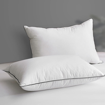 Goose Feather down Pillow for Sleeping 2 Pack, Standard Size Organic Cotton - £65.55 GBP