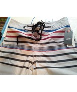 New SPLIT Gray Board Shorts Blue Red Striped Mens Sz 30 - £19.22 GBP