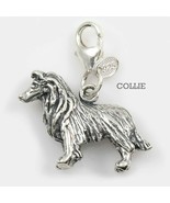 Collie Dog Charm 3 Dimensional Solid Sterling Silver - $47.52