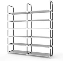 Gray Awenia Shoe Rack, 6 Tier, Sturdy And Stable Metal Shoe Organizer 30 Pairs - £27.95 GBP