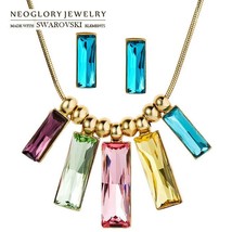Light Yellow Gold Color Jewelry Set Necklace Earrings For Women New Embellished  - £41.19 GBP