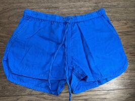 J Crew Elastic Drawstring Linen Blend Shorts Pockets Blue Woman&#39;s Size S - €16,96 EUR