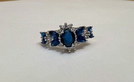 Multi Gem Crystal Crown Style Ring Silver Colored Band Size 8-10 - $22.21