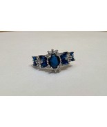 Multi Gem Crystal Crown Style Ring Silver Colored Band Size 8-10 - £17.54 GBP