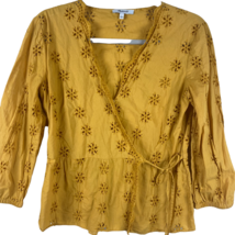 MADEWELL yellow Crochet wrap Top Size S Floral cut out - $29.69